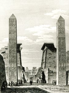 مدخل معبد الأقصر ، من رحلة في مصر السفلى والعليا لدومينيك فيفانت دينون (1747-1825) 1802 بواسطة المدرسة الفرنسية