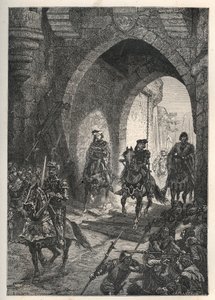 دخول تشارلز السادس الحبيب (1368-1422) ، ملك فرنسا ، في باريس بعد سحق ثورة مايلوتين ، في عام 1382 - الملك الفرنسي تشارلز السادس يعود إلى باريس - إنتري بواسطة تشارلز السادس لو بيان أيم (1368) -1422) ملك فرنسا في باريس بعد بواسطة المدرسة الفرنسية