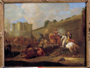 حلقة دي لا فروند في 1648-1652: قتال فارسين ، فوبورج سانت أنطوان تحت جدران لوحة الباستيل المضادة للجرف للمدرسة الفرنسية. القرن ال 17. أحد 0.5x0.72 م بواسطة المدرسة الفرنسية