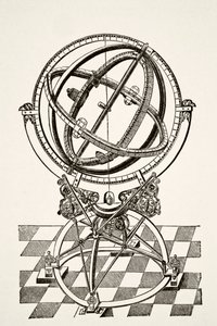 الحلقات أو الدوائر الاستوائية ، بعد نقش النحاس في كتاب Tychonis Brahe Astronomiae Instauratae Mechanica لعام 1602 ، من العلوم والأدب في العصور الوسطى بواسطة Paul Lacroix Pub. لندن 1878 بواسطة المدرسة الفرنسية