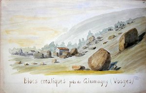 كتل غير منتظمة بالقرب من Giromagny في منطقة Vosges (ألوان مائية على ورق) بواسطة المدرسة الفرنسية