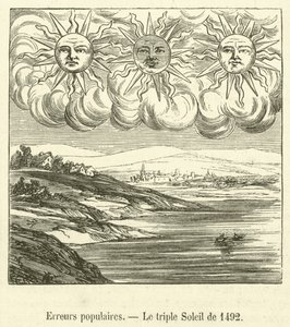 Erreurs populaires, Le triple Soleil de 1492 (engraving) بواسطة المدرسة الفرنسية