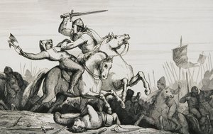 Eudes (860-98) في معركة ضد النورمان ، من `` Histoire de France &39;&39; بواسطة Colart ، تم نشره عام 1840 بواسطة المدرسة الفرنسية