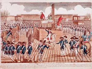 Execution of Marie Antoinette, Queen of France, Place de la Revolution, Paris, October 16th 1793 (engraving) بواسطة المدرسة الفرنسية
