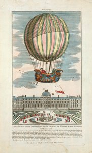 تجربة الكرة الأرضية الهوائية من MM. تشارلز وروبرت في Jardin des Thuileries في 1 ديسمبر 1783 ، حانة. 1783 (نقش ملون يدويًا) بواسطة المدرسة الفرنسية