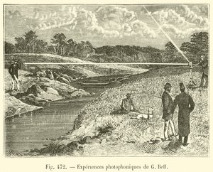 تجارب photophoniques de G Bell (نقش) بواسطة المدرسة الفرنسية