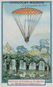 تجربة القفز بالمظلات في Parc Monceau بواسطة Andre-Jacques Garnerin (22 أكتوبر 1797) بواسطة المدرسة الفرنسية