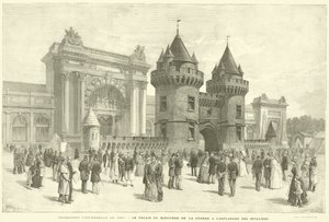 المعرض العالمي لعام 1889 ، قصر وزارة الحرب في L'Esplanade des Invalides (نقش) بواسطة المدرسة الفرنسية