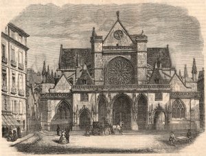 منظر خارجي لكنيسة Saint-Germain (Saint Germain) l'Auxerrois في باريس - نقش في "Tableau-de-Paris" بقلم إدموند تيكسييه 1852 بواسطة المدرسة الفرنسية