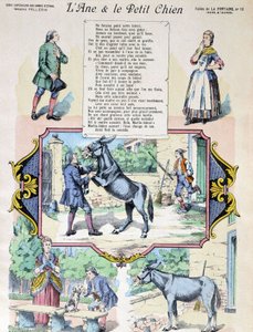 Fable de La Fontaine "الحمار والكلب الصغير". مصدر الصورة: Epinal-Pellerin بواسطة المدرسة الفرنسية