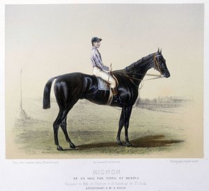 حصان السباق الشهير - في "القنطور" عام 1866 بواسطة المدرسة الفرنسية