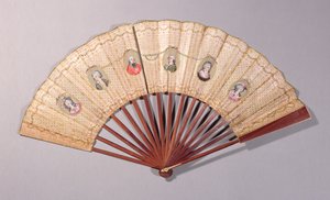 مروحة تصور شخصيات متورطة في Affaire du Collier ، 1786 (مرحاض على ورق) بواسطة المدرسة الفرنسية