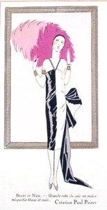 تصميم أزياء لفستان سهرة "Blanc et Noir" لبول بوارت (1879-1944) من مجلة "Art، Gout، Beaute" بواسطة المدرسة الفرنسية