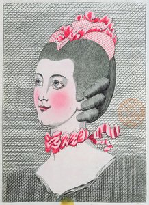 لوحة الموضة من LArt de la Coiffure de Dames ، بقلم Sieur Legros ، المنشورة في باريس 1767 بواسطة المدرسة الفرنسية