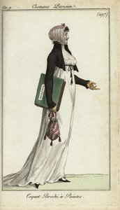 Fashionable woman in an embroidered toque cap بواسطة المدرسة الفرنسية