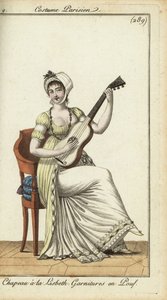 Fashionable woman playing the guitar بواسطة المدرسة الفرنسية