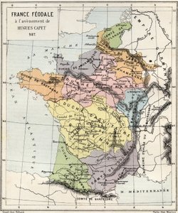 الإقطاع - فرنسا Feodale a l'Avenement de Hugues Capet - 987 - نقش من "" تاريخ فرنسا الذي روى لأحفادي "" - بقلم فرانسوا جيزو - 1872-1876 بواسطة المدرسة الفرنسية