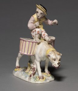صورة قرد على كلب ، مصنع Mennecy-Villeroy Factory ، فرنسا ، c.1760 بواسطة المدرسة الفرنسية