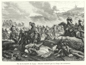 نهاية معركة Ligny ، أطاح Blucher بتهمة Cuirassiers (النقش) بواسطة المدرسة الفرنسية