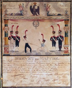 الإمبراطورية الأولى: شهادة ماجستير في الأسلحة عام 1813. دبلوم المبارزة ، باريس ، متحف أرمي بواسطة المدرسة الفرنسية
