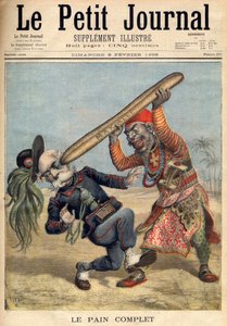 الحرب الإيطالية الإثيوبية الأولى - رسم كاريكاتوري لفرانشيسكو كريسبي (1818-1901) وهزيمة جيش الغزو الإيطالي في حصار ماكالي ، إثيوبيا - في "لو بيتي جورنال" بتاريخ 09/02/1896 (نقش) بواسطة المدرسة الفرنسية