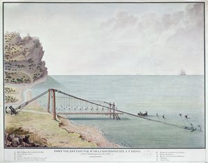الجسر العائم لتحميل القهوة ، سانت دينيس ، لا ريونيون ، c.1730-40 (مرحاض على ورق) بواسطة المدرسة الفرنسية