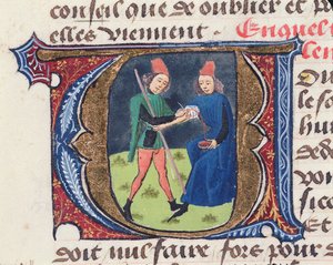 الورقة ١٩ ص إراقة الدماء ، من Traite de Medecine بواسطة Aldebrande de Florence ، 1356 بواسطة المدرسة الفرنسية