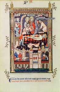 Fr 2092 f.22v سانت دينيس يتعرض للتعذيب على الرف ، من Vie de St. Denis ، 1317 بواسطة المدرسة الفرنسية