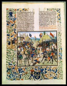 Fr 2643 f.165v معركة الكريسي من حرب المائة عام ، من كروسلير كروسل ، 24 أغسطس 1346 بواسطة المدرسة الفرنسية