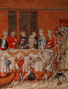 Fr 2813 f.473 مشهد للحفلات ، من Grandes Chroniques de France ، 1375-79 بواسطة المدرسة الفرنسية