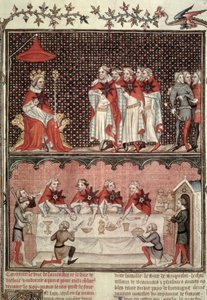 Fr 2813 fol.39 The Dauphin Charles (1338-80) ونواب الدول الثلاث ، من Grandes Chroniques de France ، 1375-79 بواسطة المدرسة الفرنسية
