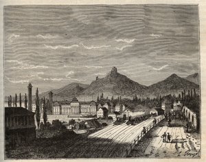 فرنسا ، الألزاس ، Bas-Rhin (67) ، Saverne: Banks of the Zorn ، القصر القديم du Haut Barr المبني على الصخور - نقش في "France illustree: الجغرافيا والتاريخ والإدارة الإحصائية" لـ VA Malt-Brown. 1884 بواسطة المدرسة الفرنسية