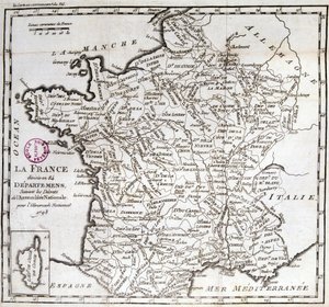 France divided into 84 departments following the decrees of the National Assembly of 1793 بواسطة المدرسة الفرنسية