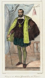 Francesco de Medici (Francis de Medicis) ، دوق توسكانا الأكبر (1541 - 1587) والد ماري من ميديشي. نقش القرن التاسع عشر. بواسطة المدرسة الفرنسية