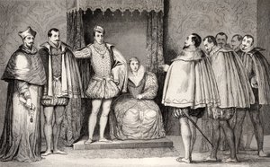 يخبر فرانسوا الثاني (1544-1560) النواب البرلمانيين أن دوق غيز والكاردينال سيحكمان الدولة ، من `` Histoire de France &39;&39; بواسطة Colart ، المنشور عام 1840 بواسطة المدرسة الفرنسية