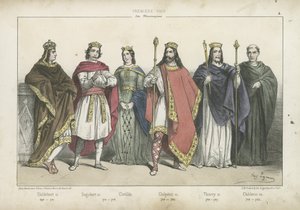 ملوك وملكات الفرنجة من سلالة Merovingian بواسطة المدرسة الفرنسية
