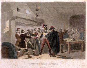 الماسونية: قسم الأخوة الحاصدين في بوتوك عام 1821. نقش من "" التاريخ الخلاب للفرانك ماكونيري وآخرون سوسيتيز سيكريتس آنتيك آند مودرن "بقلم إف تي بي كلافيل. باجنير ، محرر. 1843. بواسطة المدرسة الفرنسية