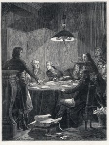 الثورة الفرنسية: اجتماع لجنة الإنقاذ العام ، وهي حكومة ثورية شكلها المؤتمر الوطني عام 1793. بواسطة المدرسة الفرنسية