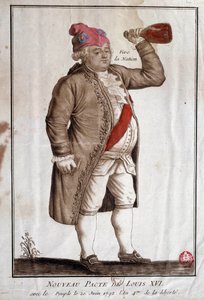 الثورة الفرنسية: "" العهد الجديد للويس السادس عشر مع الأمة (20/06/1792) "نقش مجهول من القرن الثامن عشر. باريس ، مكتبة الارسنال بواسطة المدرسة الفرنسية
