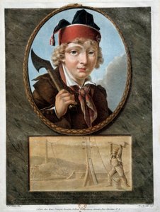 الثورة الفرنسية: صورة للشاب جوزيف أجريكول فيالا (1780-1793) الذي شارك في تمرد مرسيليا عام 1793. تم تمثيله بالطابق السفلي وهو يقطع كابلات عائم دي لا دورانس لوقف مرور الملكيين. القرن الثامن عشر بواسطة المدرسة الفرنسية