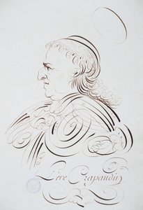 الخط الفرنسي: صورة للأب Crapaudin بواسطة برنار باريس حوالي عام 1780. المكتبة التاريخية لمدينة باريس. بواسطة المدرسة الفرنسية