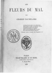 الغلاف الأمامي للطبعة الأولى من Les Fleurs du mal بقلم تشارلز بودلير (1821-67) نشرها Poulet-Malassis et de Broise ، 1857 بواسطة المدرسة الفرنسية