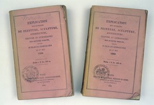أغلفة أمامية لكتالوجين للصالون الفرنسي مقدمة للسيد والسيدة باوز ، 1868 بواسطة المدرسة الفرنسية