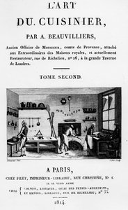 صورة من LArt du Cuisinier بواسطة أنطوان بوفيلييه ، نقشها Jubin ، تم نشره عام 1814 بواسطة المدرسة الفرنسية