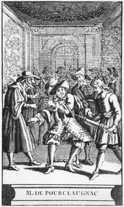 رسم توضيحي لواجهة الصورة من Monsieur de Pourceaugnac بواسطة Moliere ، c.1669 بواسطة المدرسة الفرنسية