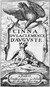صورة من Cinna ou la Clemence dAuguste بقلم بيير كورنيل (1606-84) نشرت في 1643 بواسطة المدرسة الفرنسية