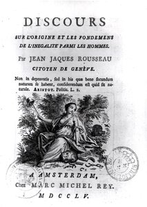 صورة لخطاب حول أصل وأسس عدم المساواة بين الرجال بقلم جان جاك روسو (1712-1778) ج 1755 بواسطة المدرسة الفرنسية