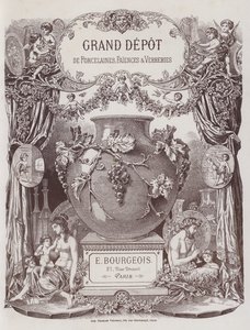 واجهة لكتالوج Grand Depot de Porcelaines ، Faiences et Verreries (لون ليثو) بواسطة المدرسة الفرنسية
