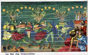 المستقبل: رؤية القرن التاسع عشر لعام 2000 - الدوري الإيطالي "" En l'year 2000 ": Le Ball des Grenouilles (sous la Mer) - Chromolithography by Villemard بواسطة المدرسة الفرنسية