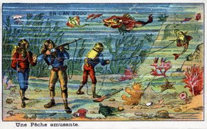 Futuredays: A Vision Century of the Year 2000 Series: A Fun Fishing (Under the Sea). الطباعة الحجرية الملونة بواسطة فيلمارد بواسطة المدرسة الفرنسية